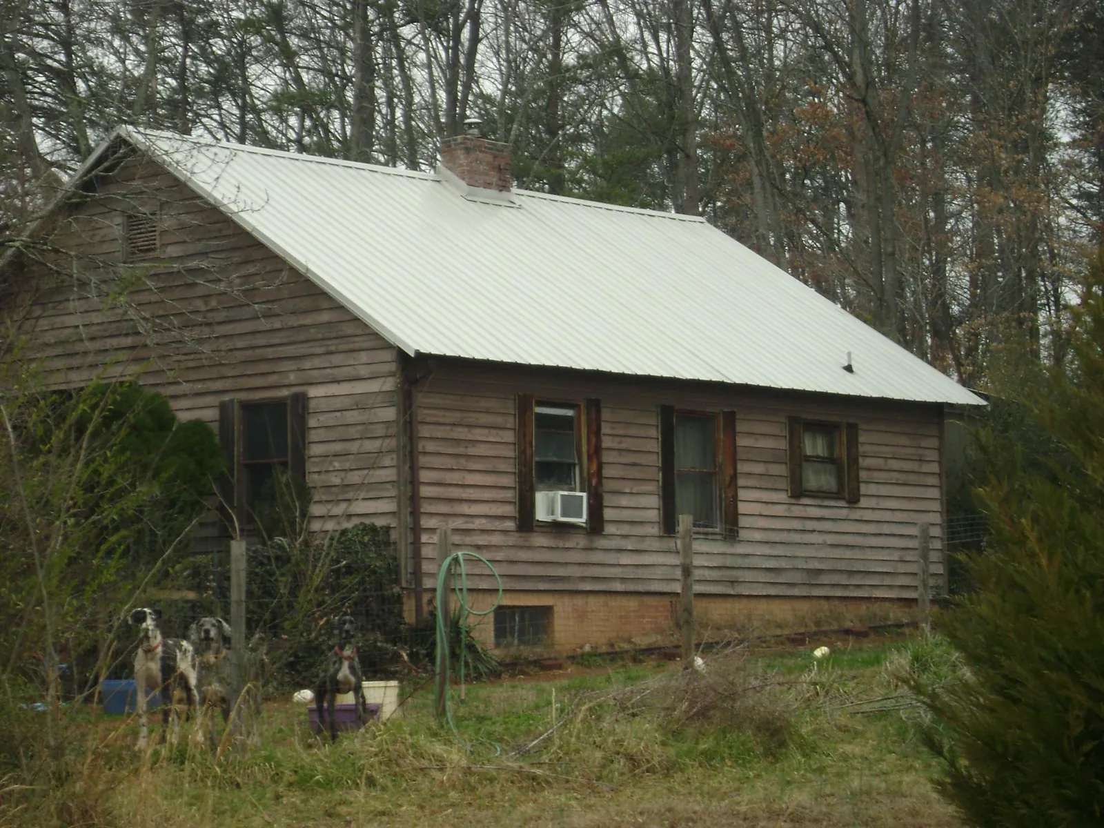 White metal roof on an old wood sided farmhouse, from a Asphalt Shingle Roof Repair job in Harbor Springs